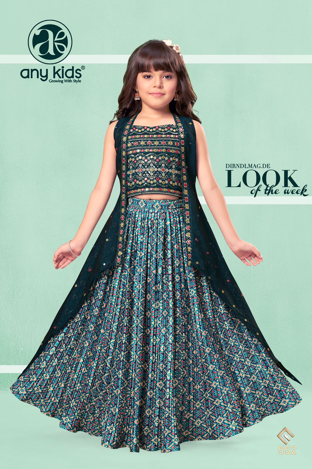 Buy Blended Cotton Handloom Kids Girls A Line Lehenga With Round Neck And  Half Sleeve Party Wear Online at Best Price | Cbazaar