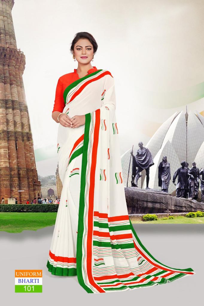 Republic Day Multicolor woven linen saree with blouse - Samvegi Creation -  4268901