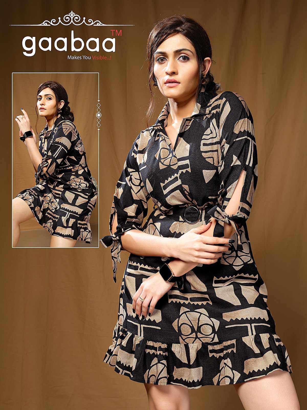 Buy Khushi Side Gather Booti Mashru Dress Online on Brown Living | Womens  Kurta