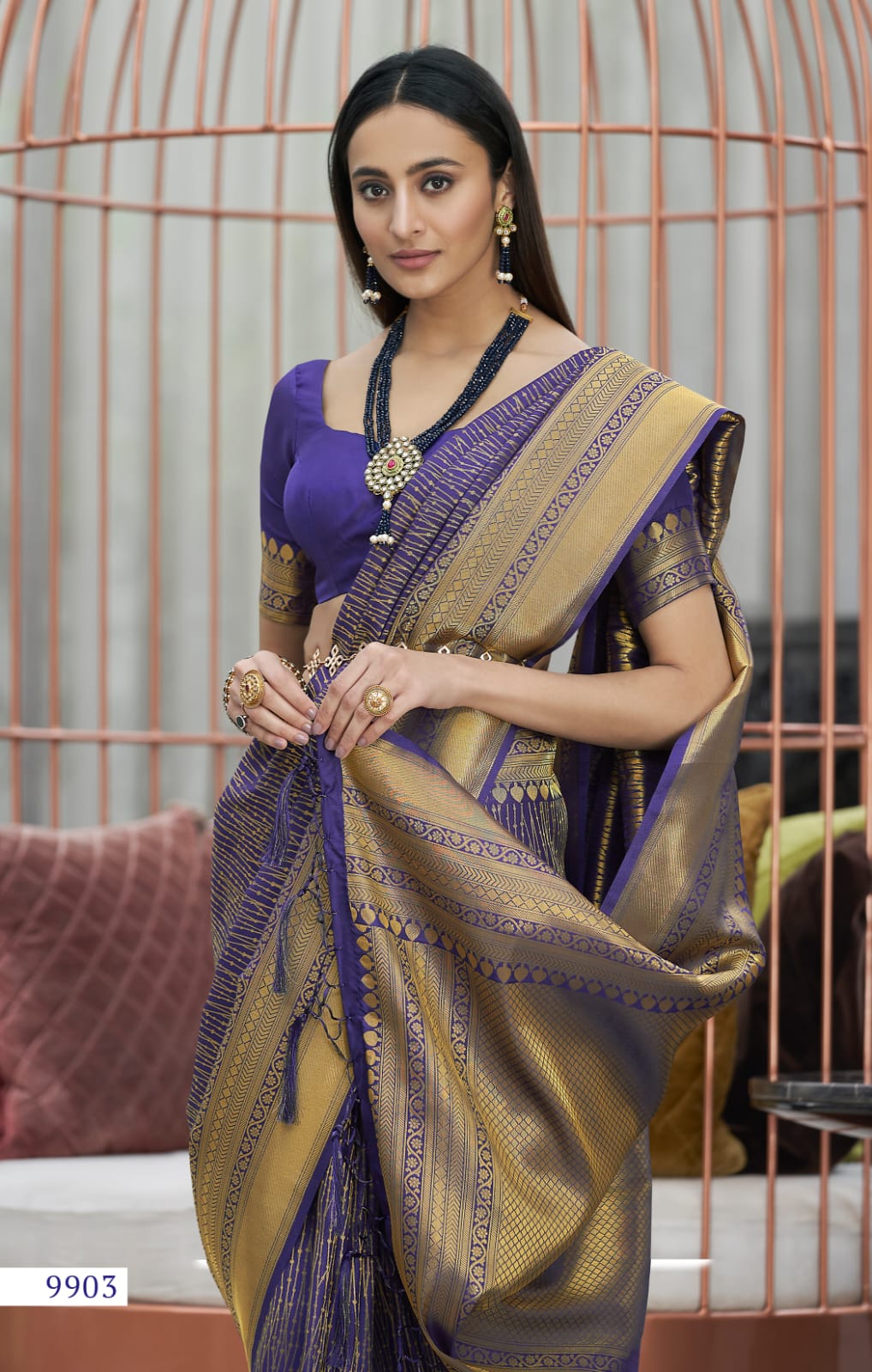 Buy OMKALYANPIR Woven Banarasi Pure Silk Blue Sarees Online @ Best Price In  India | Flipkart.com