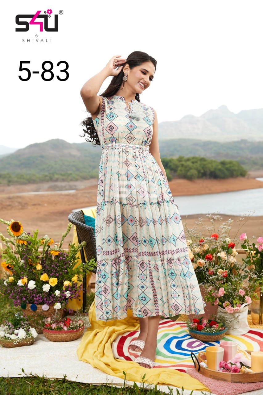 S4U HIT DESIGNS BY S4U 201 TO 5019 SERIES STYLISH FANCY BEAUTIFUL COLORFUL  CASUAL WEAR & ETHNIC WEAR FANCY GOWNS AT WHOLESALE PRICE