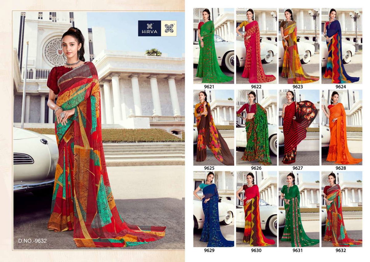 Hirva Saheli 7 Georgette Printed Ethnic Wear Designer Sarees Collection -  The Ethnic World