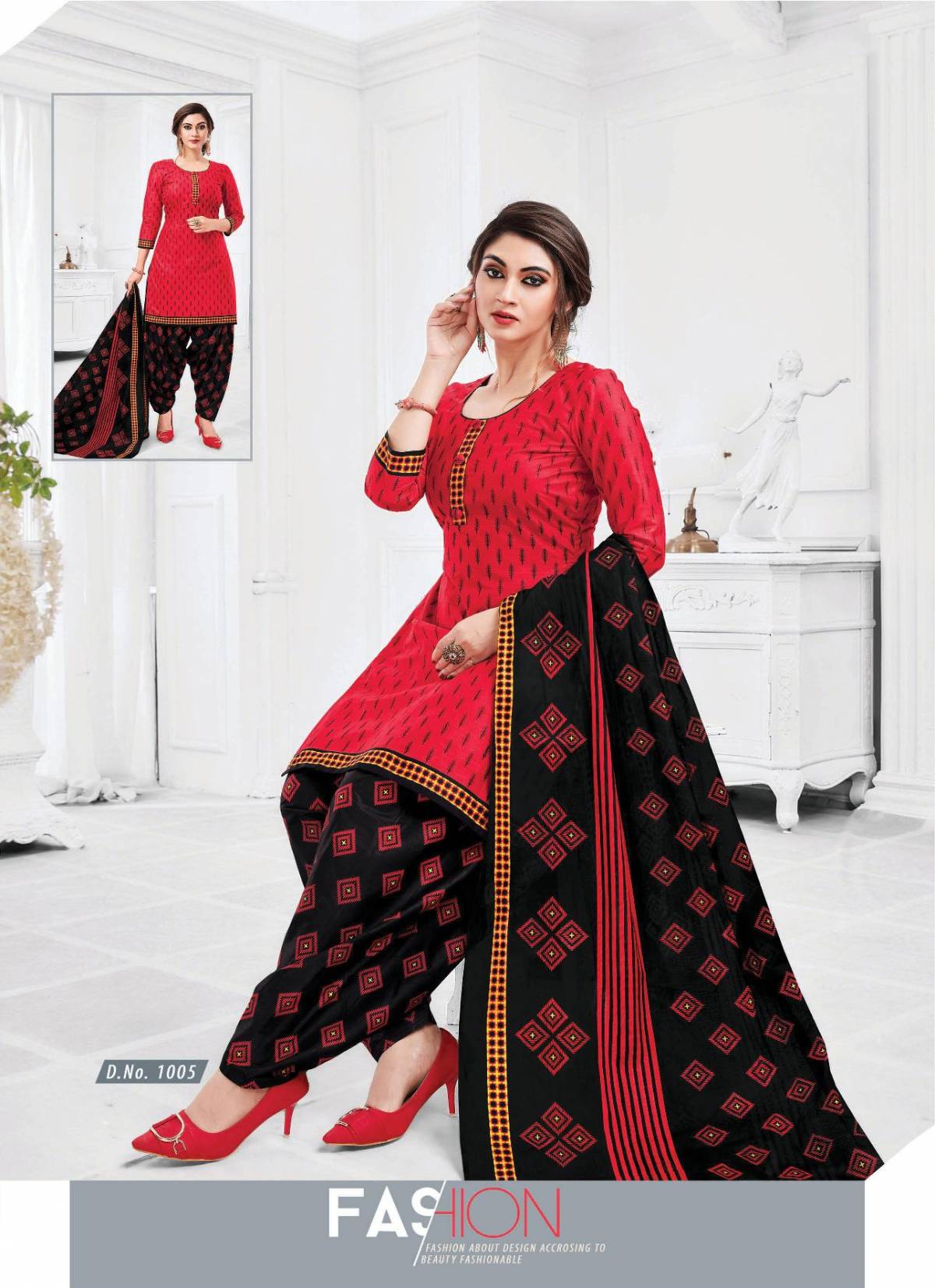 Kala Punjabi Kudi Vol-3 Cotton Designer Printed Patiyala Suit:  Textilecatalog