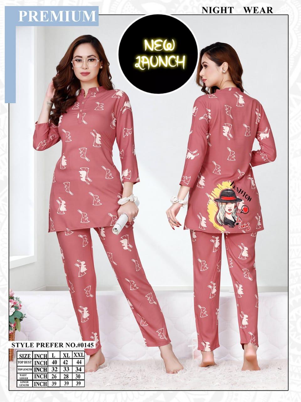 ENDRILLA Trending Velvet Embroidery Night Suit/Co-ord Set/Shirt Pajama  /Sleep Wear To Be Wear