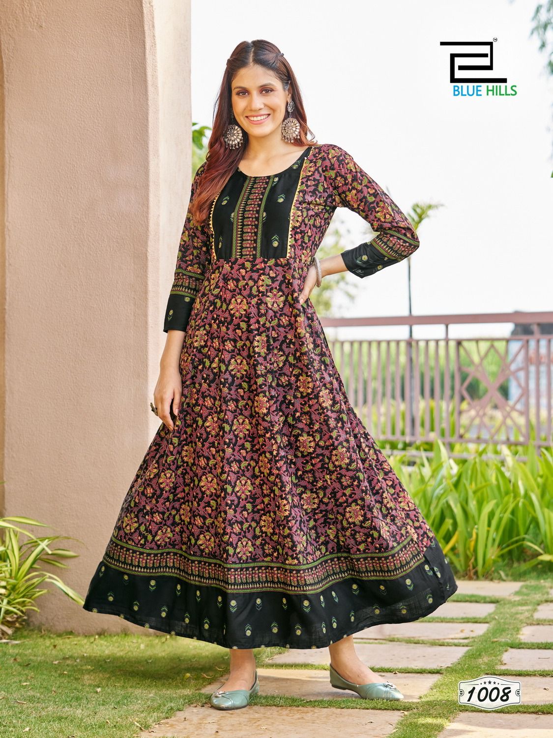 Premium Indian Full Flared Vibrant Green Angrakha Style Anarkali Kurta