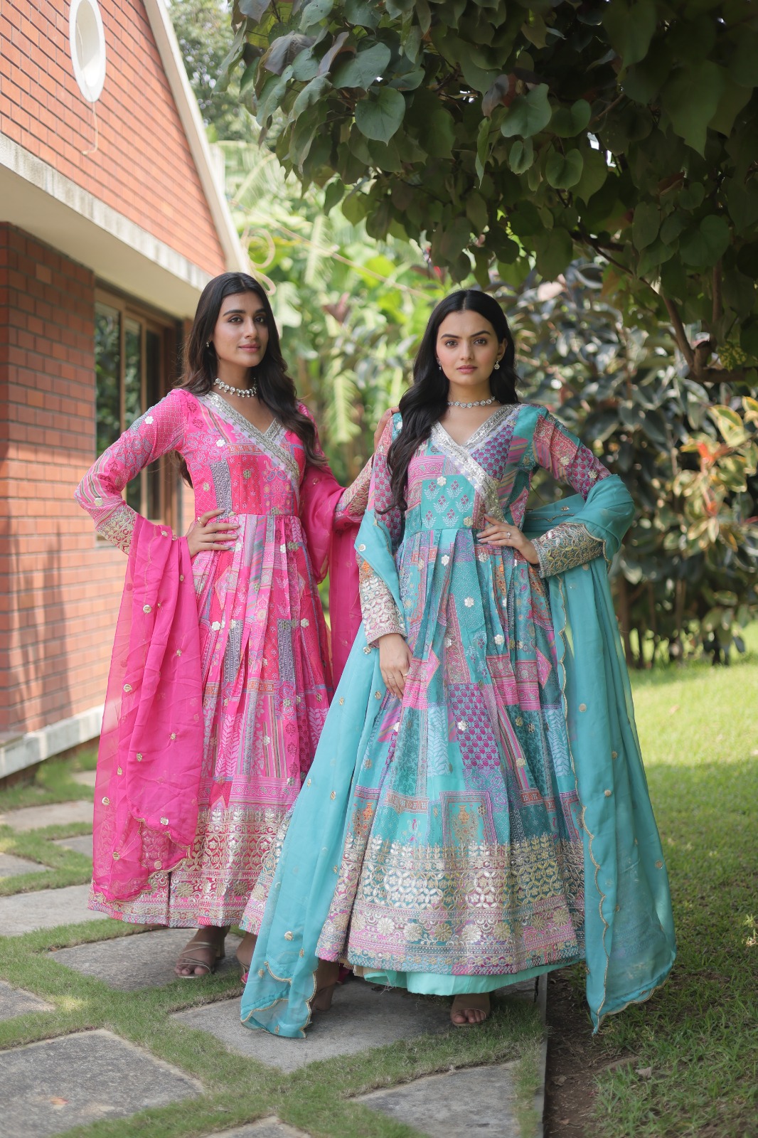 Blue Silver Zari and Sequins work Poncho Style Anarkali Gown – Seasons  Chennai