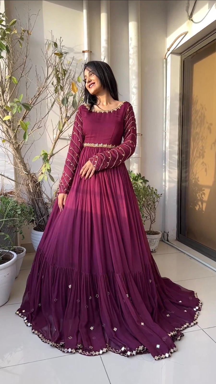 Albescent Pink Color Embroidered Readymade Party Style Gown With Dupat |  Gown with dupatta, Gowns, Party fashion