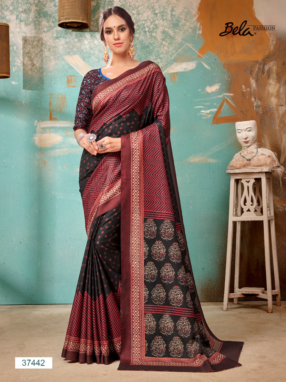 Bela rosemary Wholesale Casual printed Saree - textiledeal.in