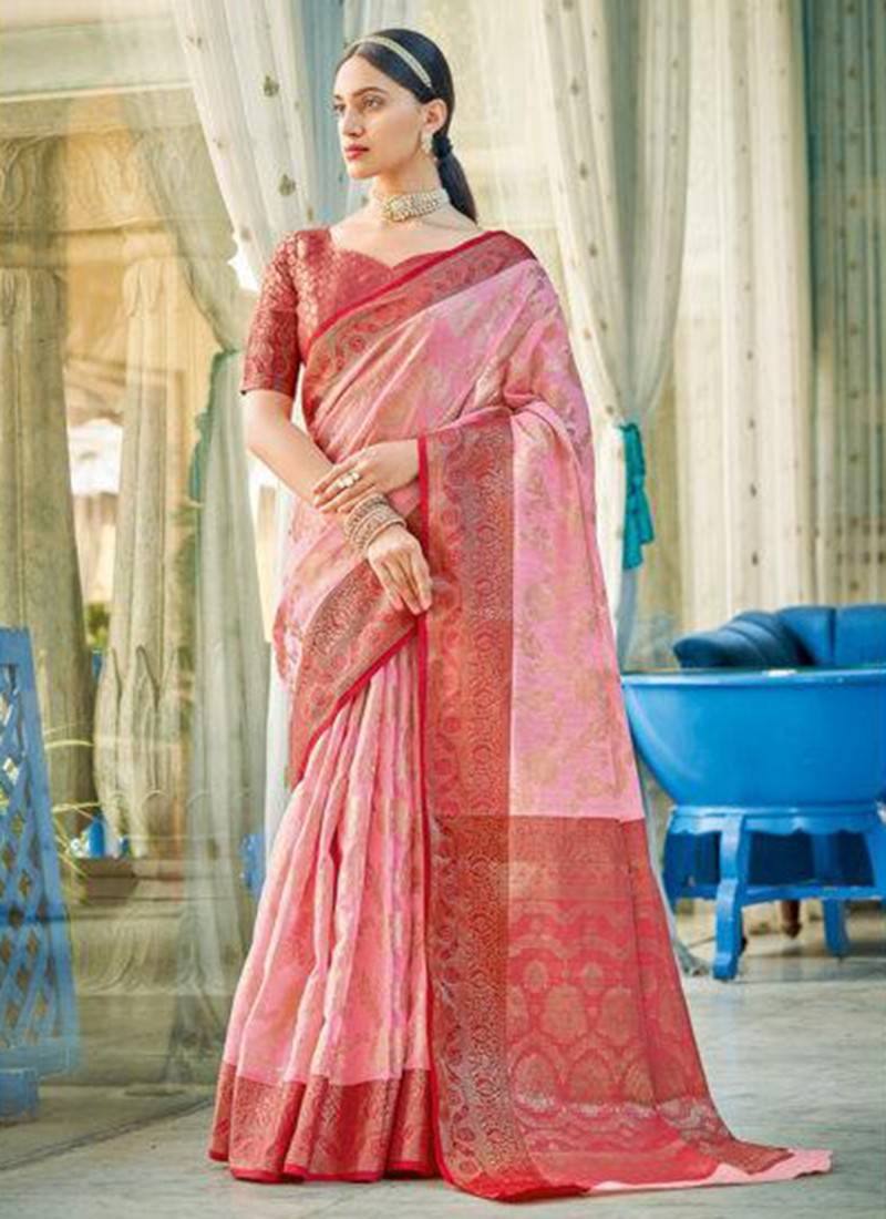 Buy online Women's Solid Pink Colored Saree With Blouse from ethnic wear  for Women by Charukriti for ₹2000 at 50% off | 2024 Limeroad.com