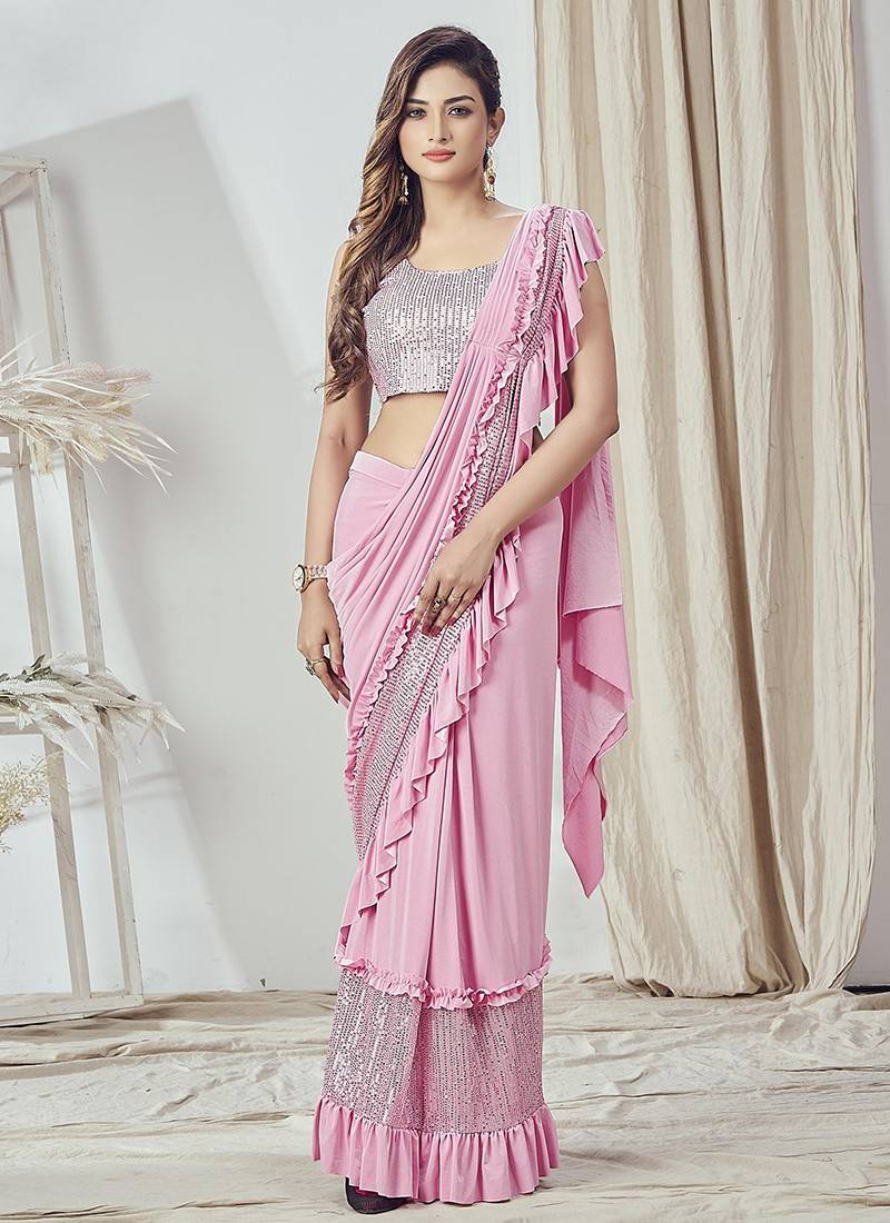 Buy Baby Pink Pure Soft Organza Silk Saree Beautiful Heavy Embroidery  Sequence Work Bollywood Style Party Wear Saree Wedding Saree Beautiful  Online in India - Etsy