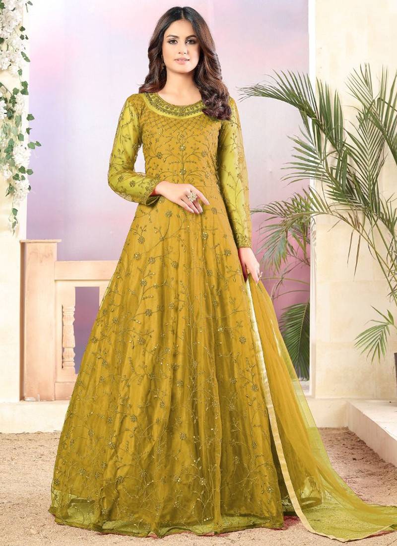 Beige Bridal Anarkali Suits, Beige Bridal Anarkali Salwar Kameez and Beige  Bridal Anarkali Salwar Suits Online Shopping