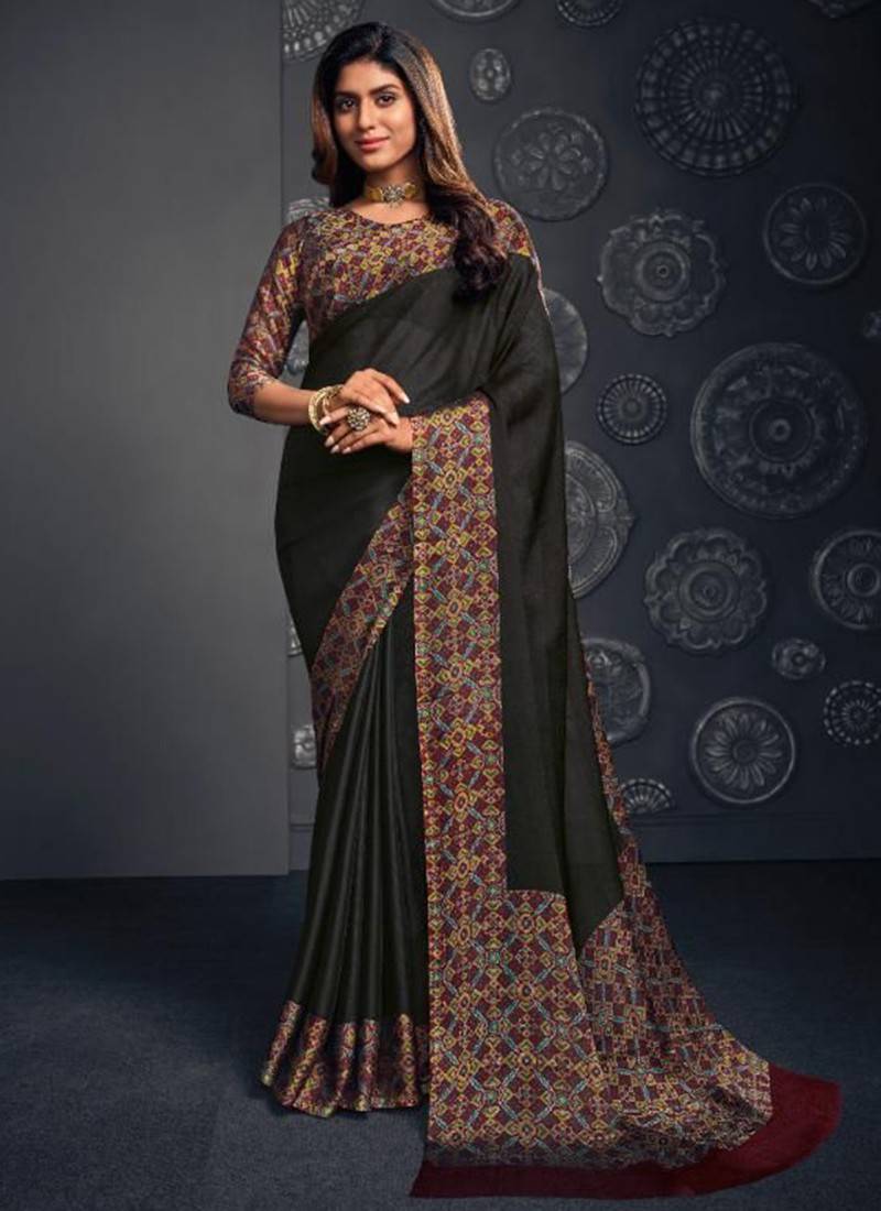 Black Party Wear Georgette Saree in Embroidered - SR24102