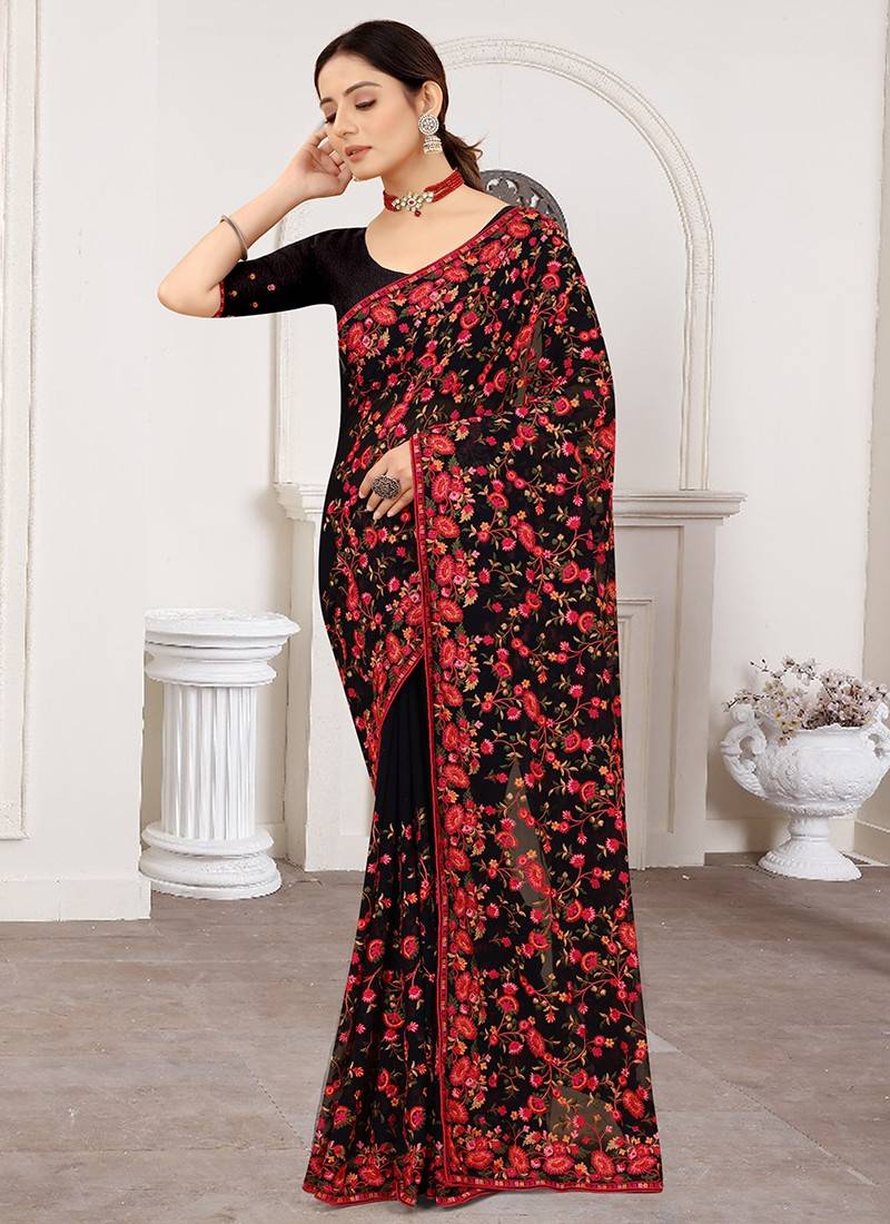 Black Color Party Wear Saree – Panache Haute Couture