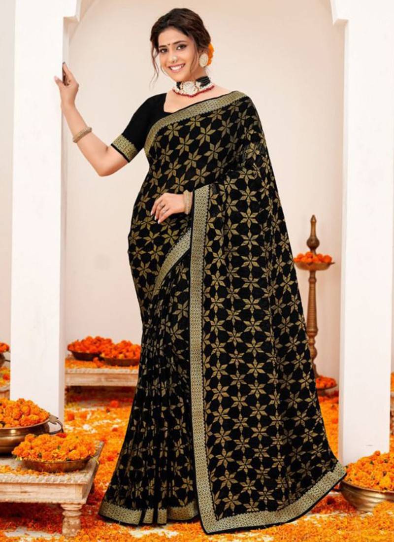 Buy Mul Black Sarees For Office Women