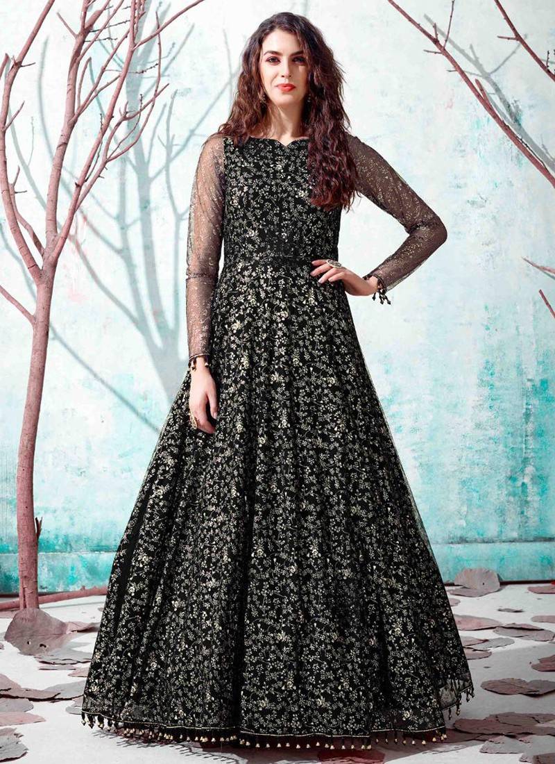 Awesome Black Color Party Wear Fancy Gown For Girls