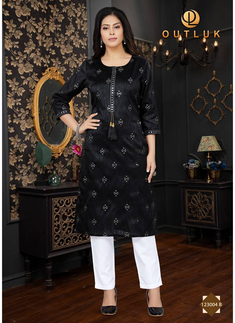 Indian Women BEAUTIFUL High Quality Black Printed A-Line Kurta Kurti Long  Dress | eBay
