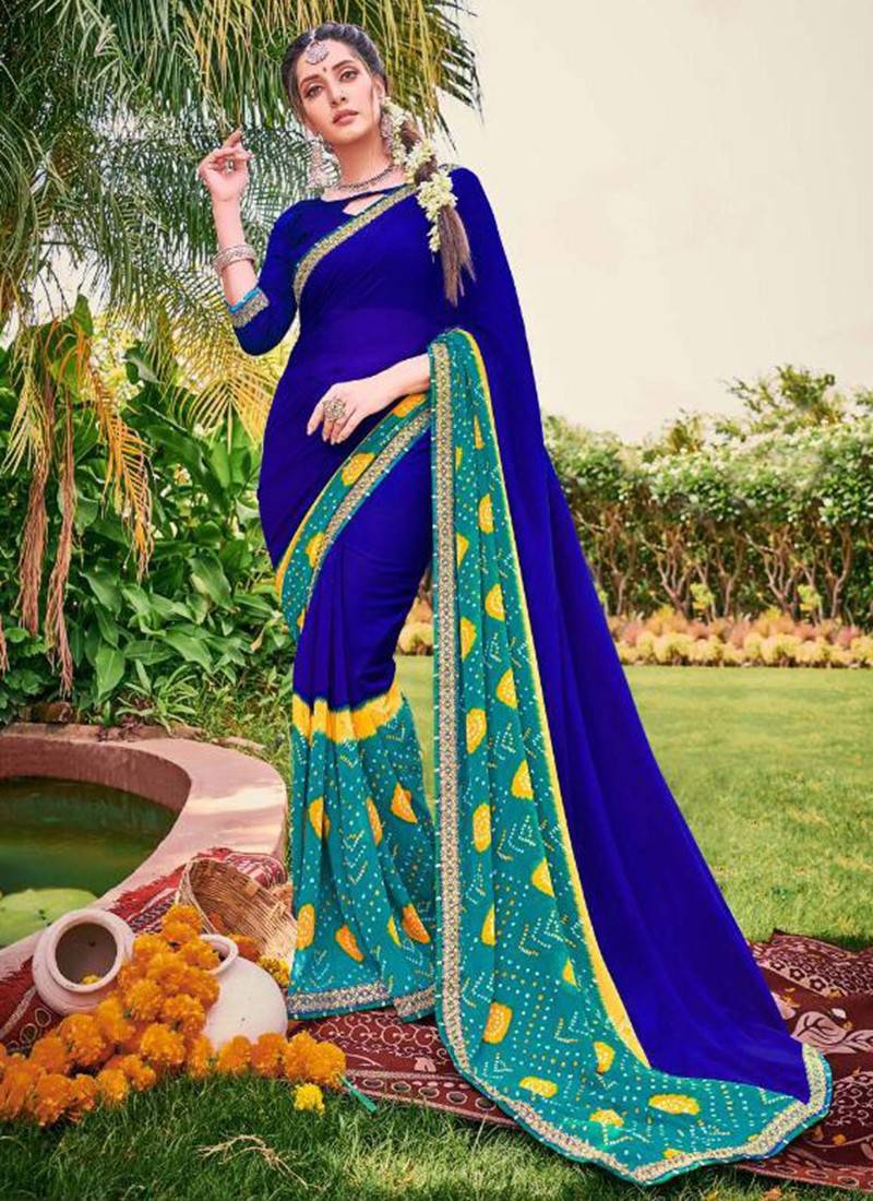 Blue%20And%20Sea%20Green%20Colour%20ALVEERA%20BANDHEJ%20Fancy%20Designer%20Georgette%20With%20Embroidery%20Border%20Festive%20Wear%20saree%20Collection%201001
