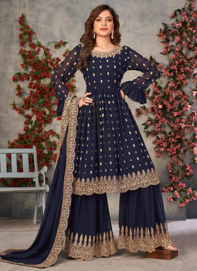 Festive Wear Blue Long Designer Dresses at Rs 1200/piece in Surat