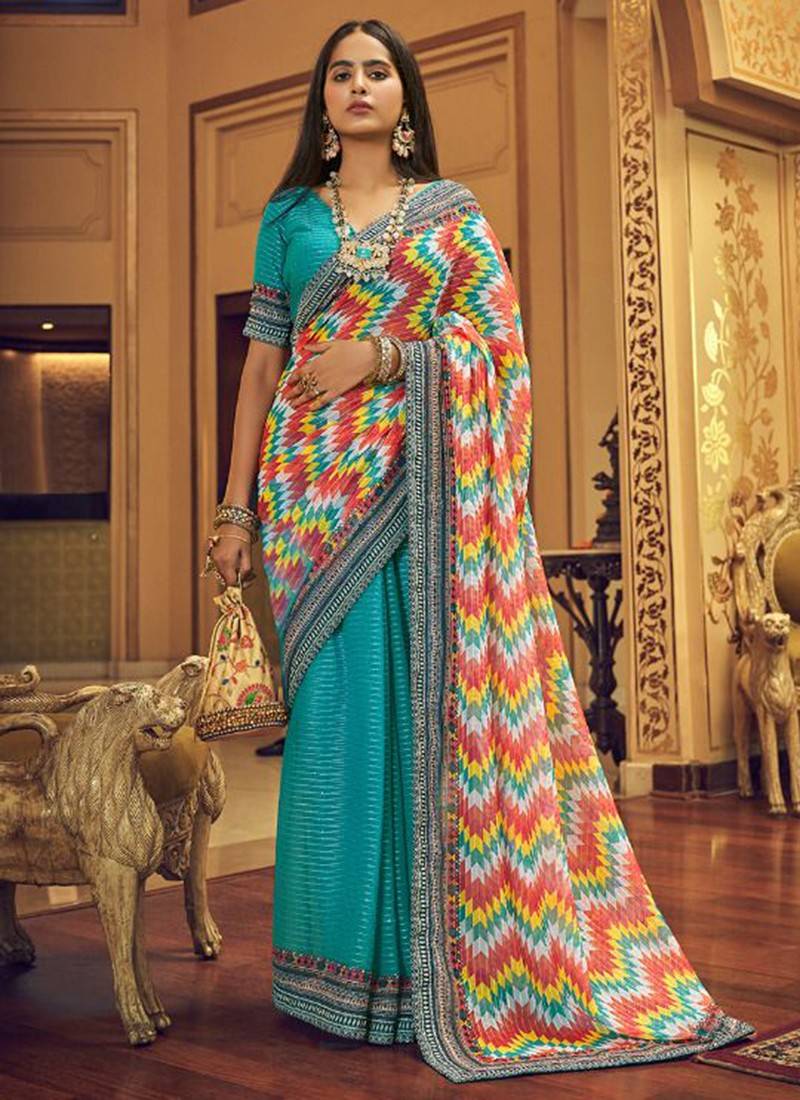 fcity.in - Daily Wear Georgette Saree With Blouse Piece / Aagam Sensational