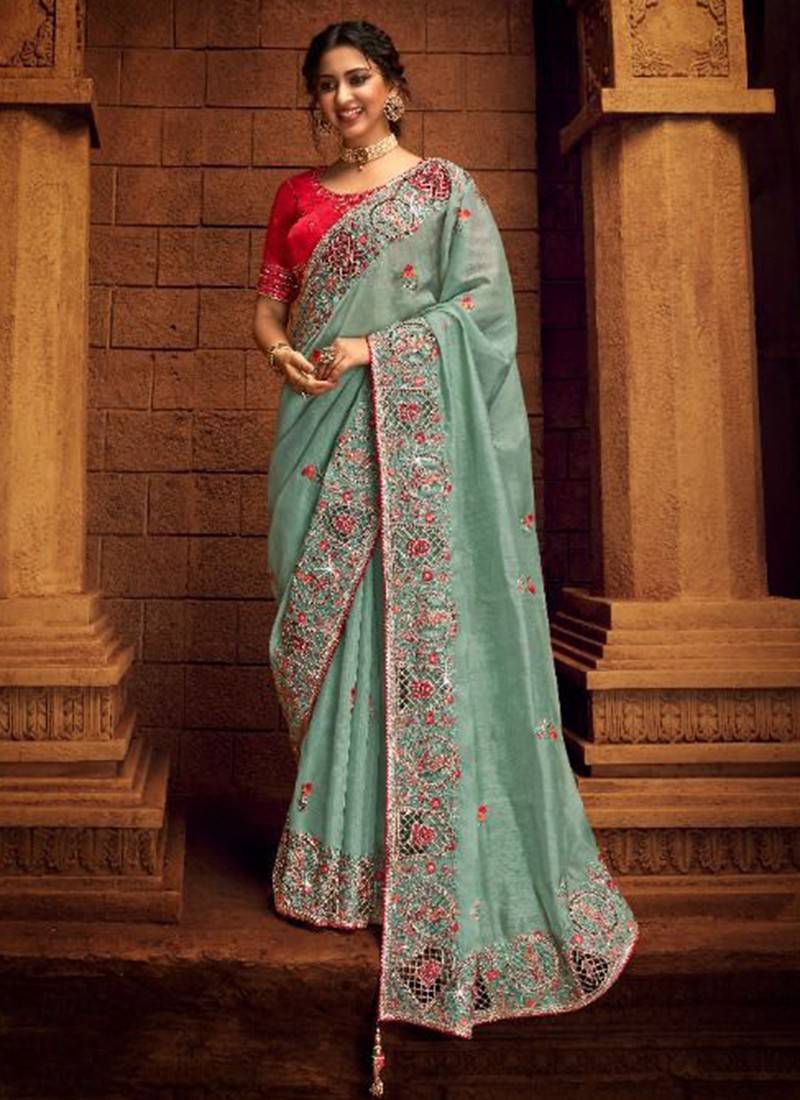 Smooth Silk Patola Printed Red And Green Saree With Blouse – tapee.in