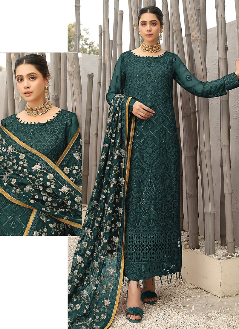Designer Dark Green Brocade Silk Punjabi Suit Salwar Kameez Silk Patiala  Shalwar Suit Made to Measure Suit for Womens Punjabi Wedding Suits - Etsy