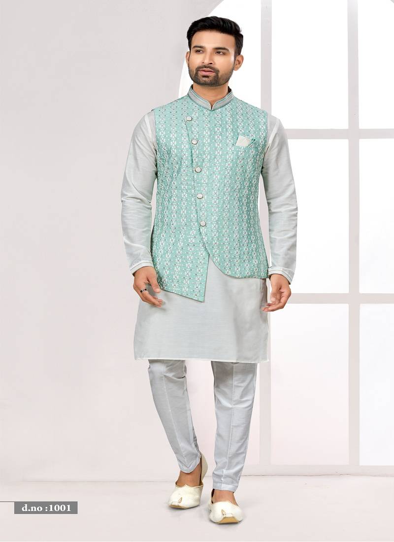 White Modi Jacket with Chinar Embroidery | Angad Creations