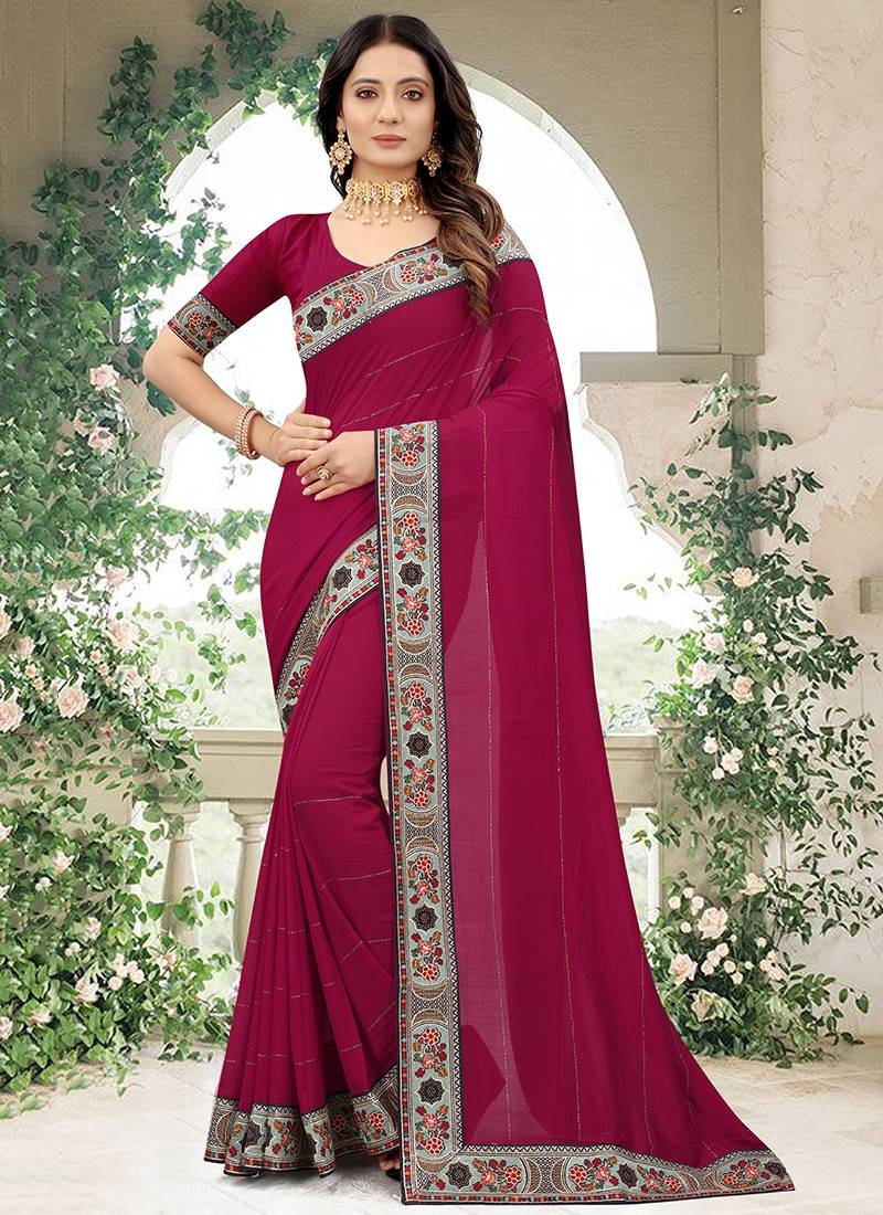 Cherry Red Saree - JOSHINDIA – Joshindia