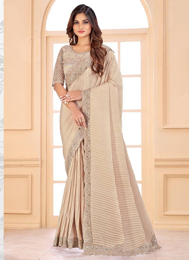 ankita fashion Off White And Cream Party Wear Designer Saree at Rs 899 in  Surat