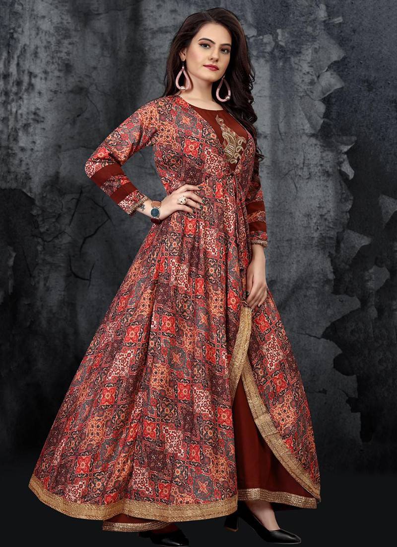 Buy Red Mul Cotton Tribal Print Anarkali Ethnic Dress With Mul Shibori  Print Dupatta And Belt by SCAKHI at Ogaan Market Online Shopping Site