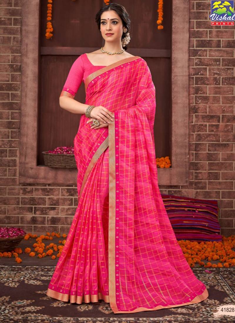 Buy Maheshwari Fashion Solid/Plain Bollywood Georgette Pink Sarees Online @  Best Price In India | Flipkart.com