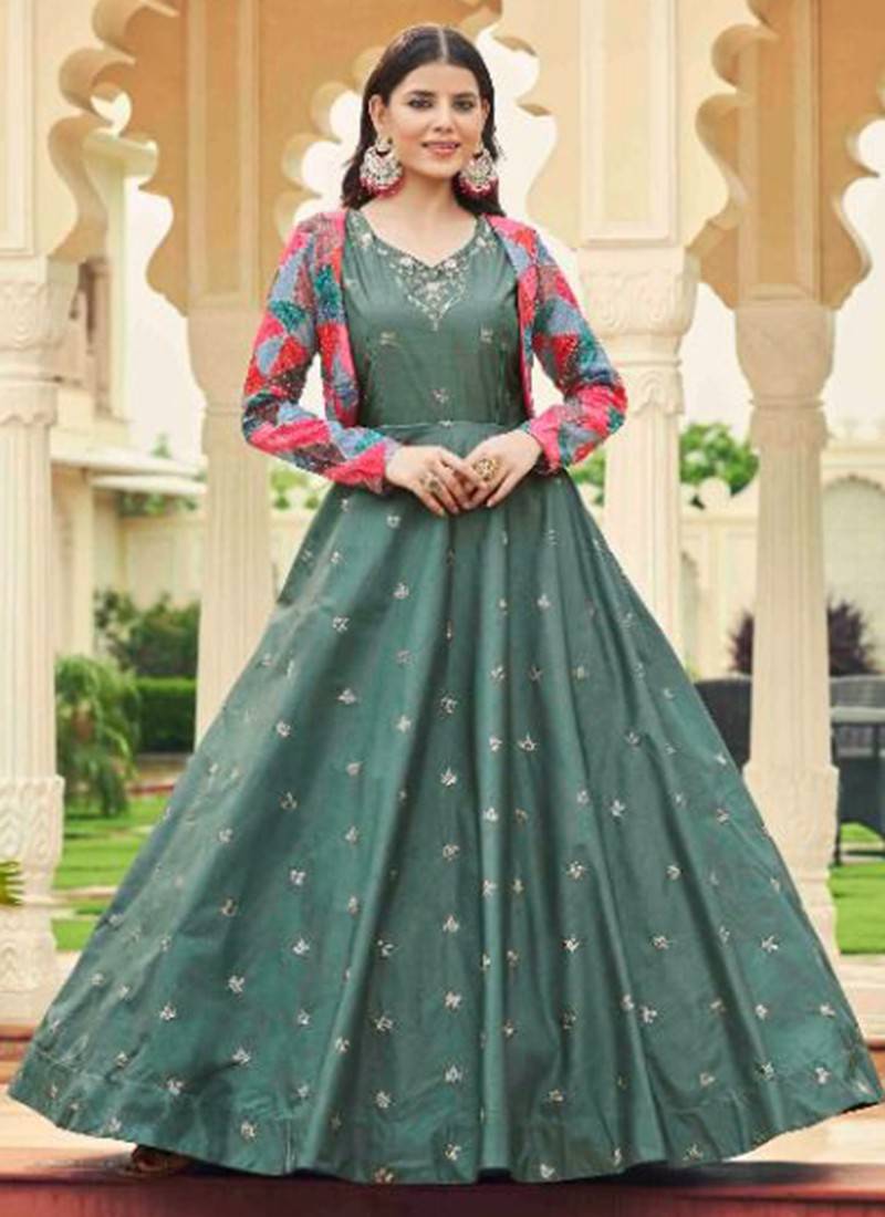 Amavi Presenting Party Wear Designer Stitched Gown With Dupatta