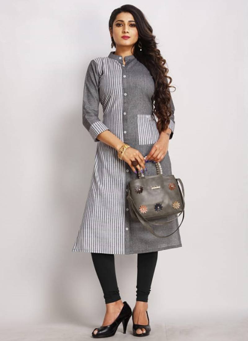 Buy Fancy Cotton Kurti Platinum Grey at Rs. 320 online from Surati Fabric Designer  Kurtis : SF- VF-KU-597