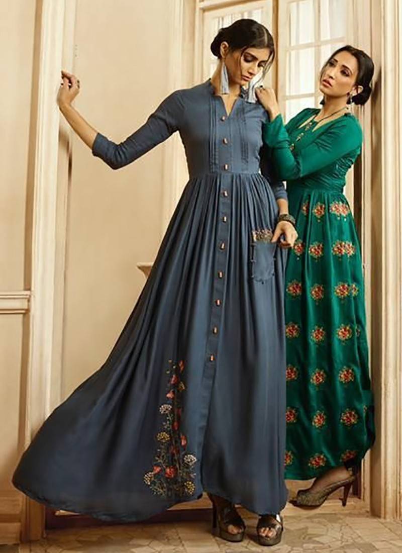 Party Wear 3/4th Sleeve Classic Vol 3 By Manas Rayon Long Anarkali Style  Kurti, Wash Care: Dry clean at Rs 699 in Surat