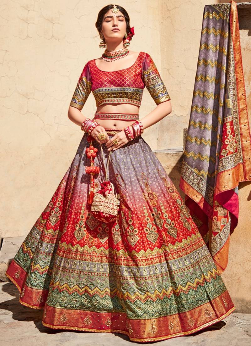 Buy Sweet Heart Neck Half Sleeves Blouse With Lehenga And Dupatta by RI  RITU KUMAR at Ogaan Online Shopping Site