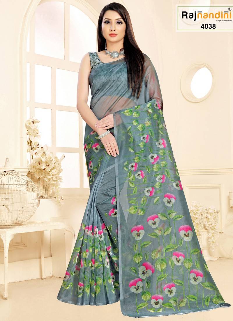 Buy Rajnandini Green & Blue Cotton Silk Saree With Unstitched Blouse for  Women Online @ Tata CLiQ