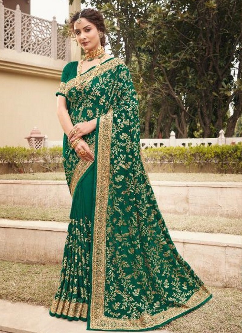 Elegant Bride In Green Saree - Shaadiwish