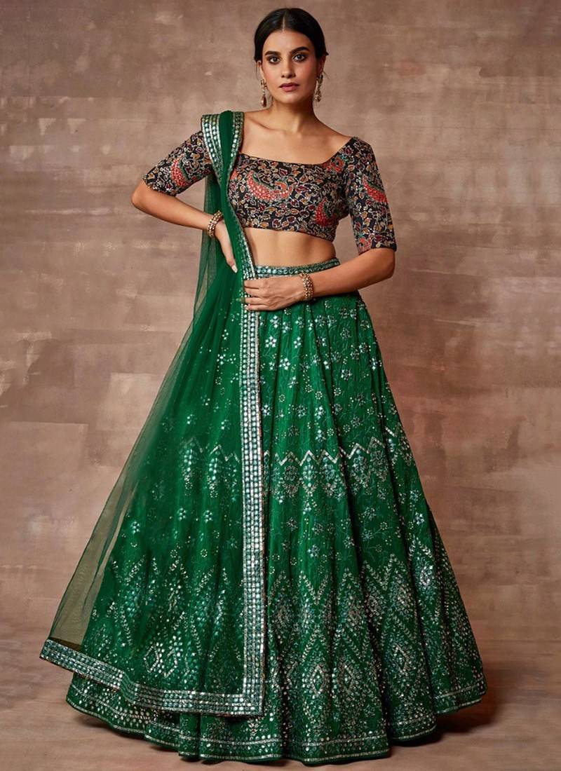 White Green Lehenga Choli Chunri Designer Wedding Wear Lengha Set Ghagra  Ethnic | eBay