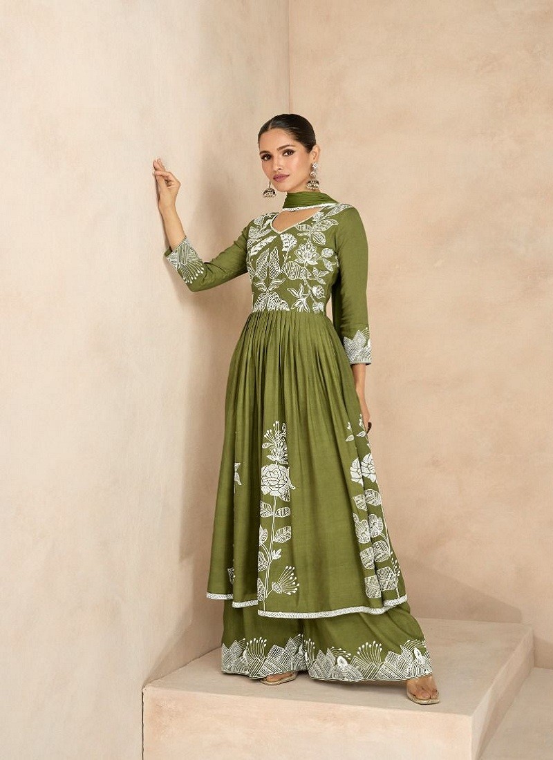 Green Colour Lakhnavi Vol 6 By Vamika Designer Salwar Suit Catalog 1033