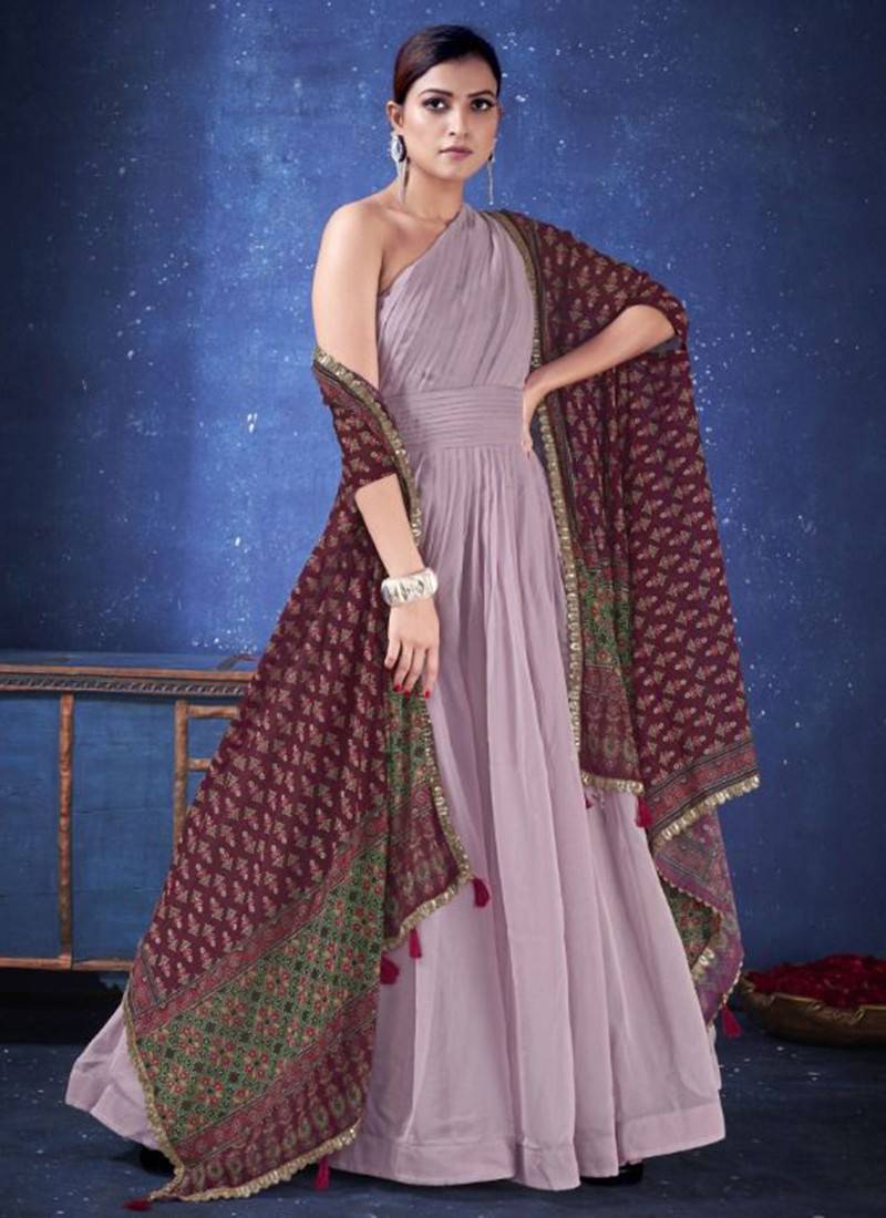 Lavender Shifa Chikankari Anarkali - Thechikanlabel - TheChikanLabel |  Lucknow Chikankari Kurtis & Suits
