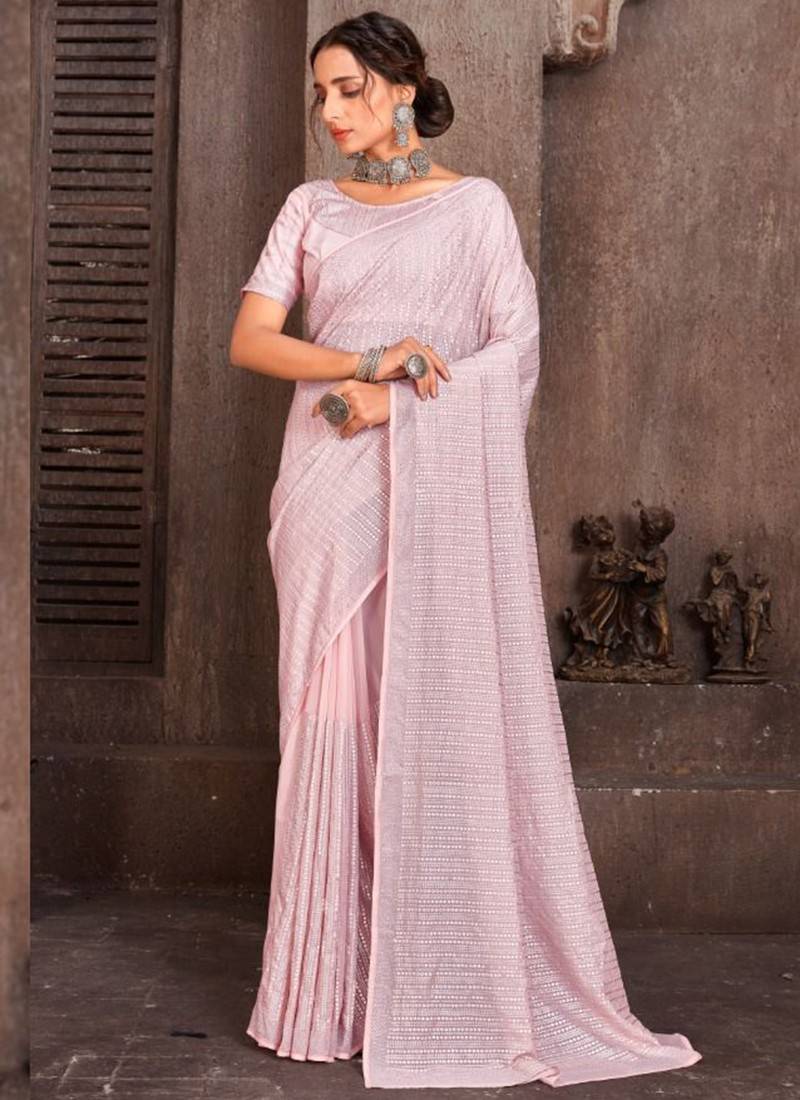 Peach net party wear saree 21309