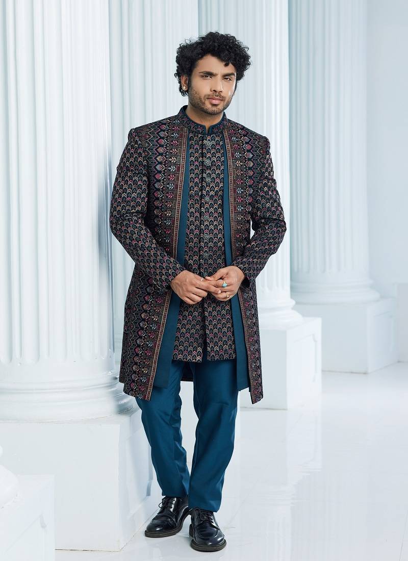 Silk Party Wear Mens Designer Indo Western Suit at Rs 2790 in New Delhi |  ID: 7608433948