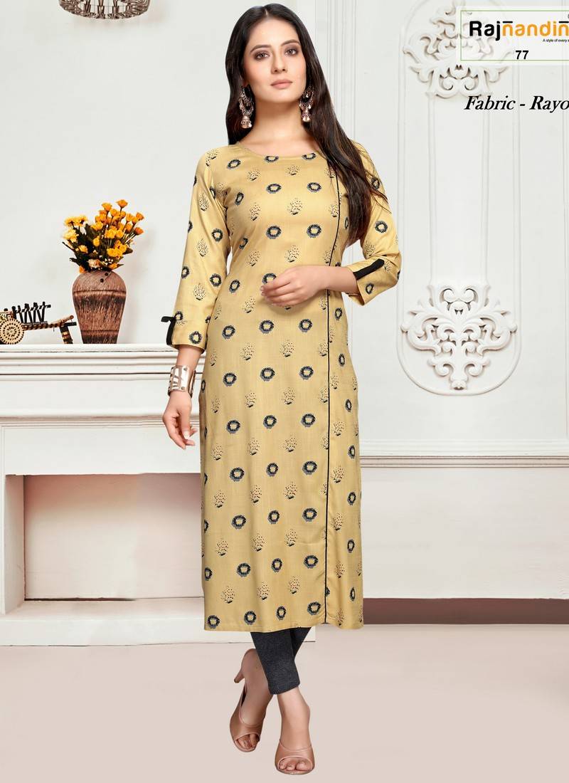 Light Yellow Linen Kurtis 1011 - Aarshi Fashions