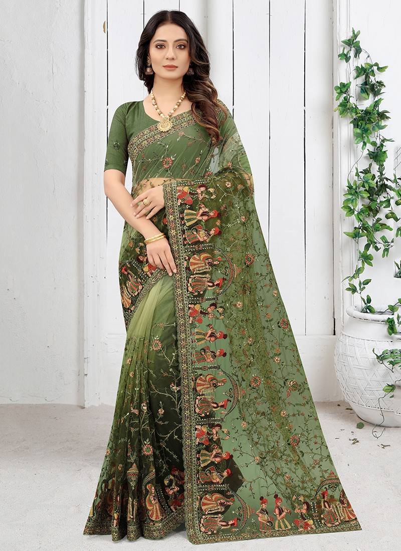 Printed Jarkan Work Sarees, Party Wear at Rs 5000 in Delhi | ID: 6504427388