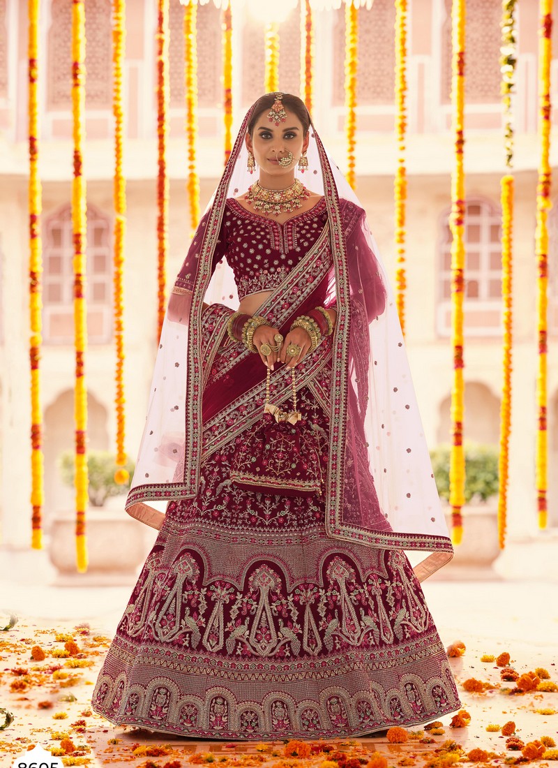 Mehndi and Maroon Color Combination Lehenga Choli With Dupatta :: ANOKHI  FASHION