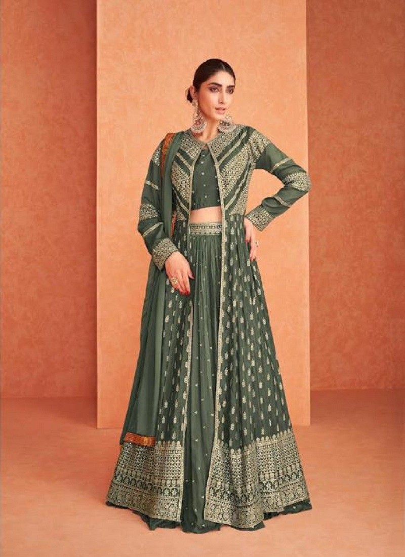 Buy Beige Net Dhoti Style Anarkali Suit Wedding Wear Online at Best Price |  Cbazaar