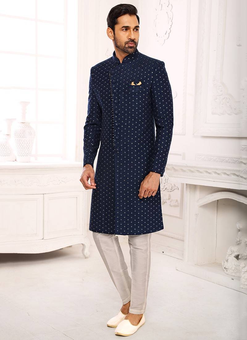 Navy%20Blue%20Colour%20Archies%20New%20Latest%20Designer%20Party%20Wear%20Jacquard%20Nawabi%20Indo%20Western%20Collection%201122
