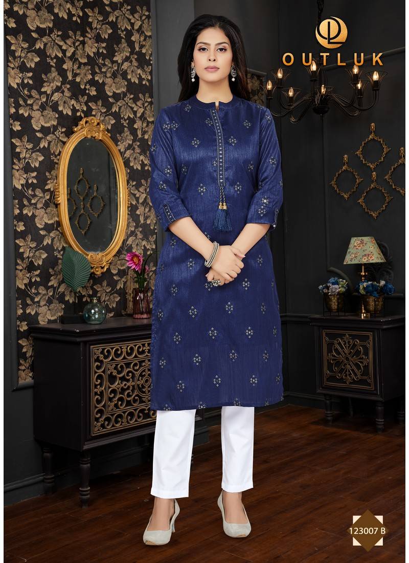 Buy Samma Chikankari Long Kurti In Modal Cotton for Women- Blue for Women  Online @ Tata CLiQ Luxury