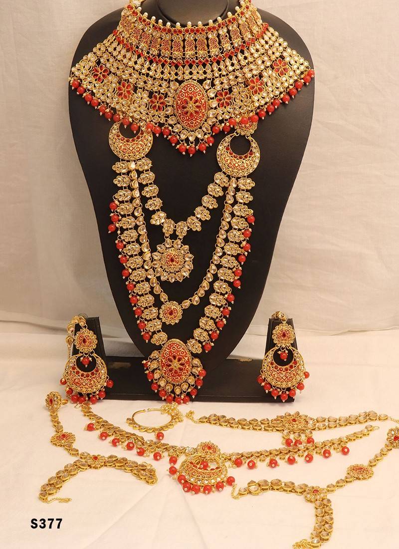 Temple look Multicolour Kempu Stone Long Necklace Set – Sanvi Jewels