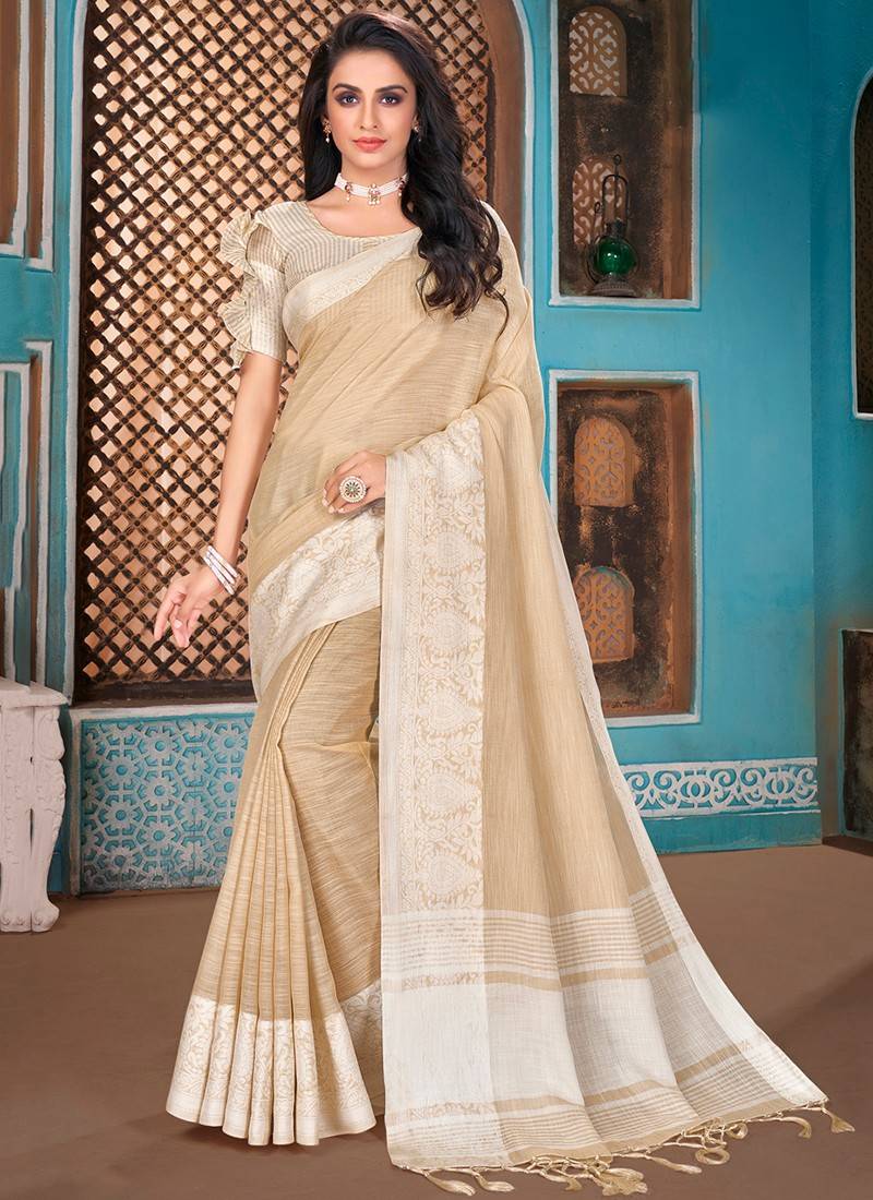 CHIKANKARI HAKOBA SAREE-WHITE - CKKR Fashion