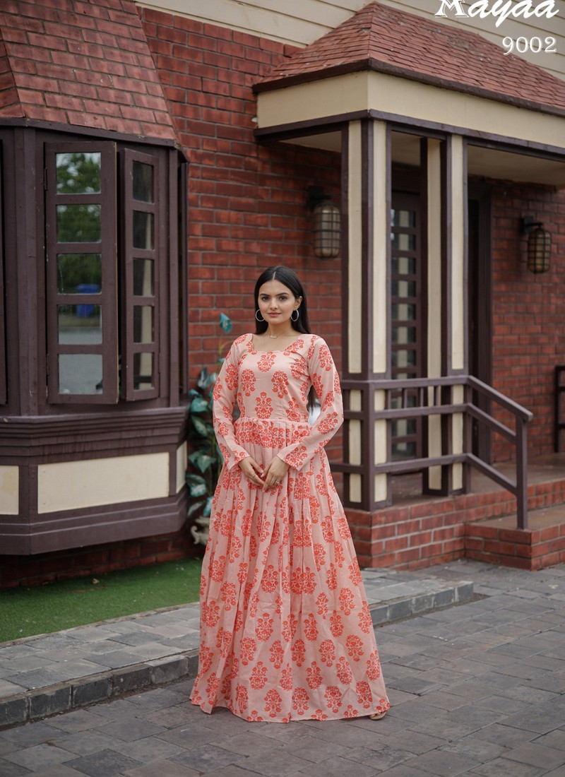 Buy Ankle Length Casual Wear Gota Patti Indian Gowns Online for Women in  Malaysia